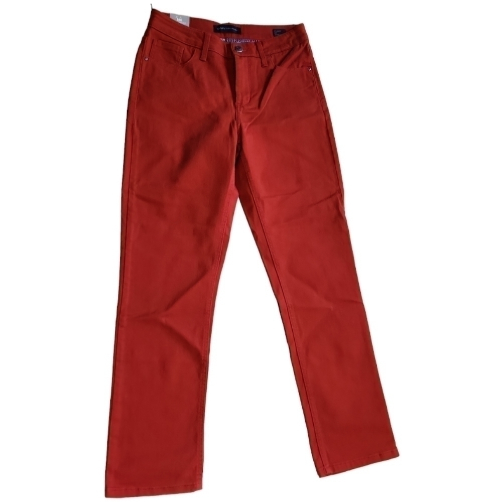 Lee Platinum Label Straight Leg Pants Cotton Twill Dark Rust/Red Sz 6P NWT